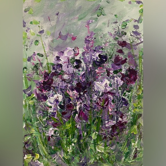 SOLD “FIELD OF PURPLE” ORIGINAL ACRYLIC FLORAL PAINTING
